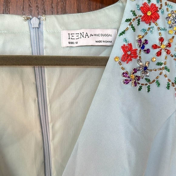 Mac Duggal Sky Blue Maxi Dress with Floral Shoulder Details - Picture 7 of 16